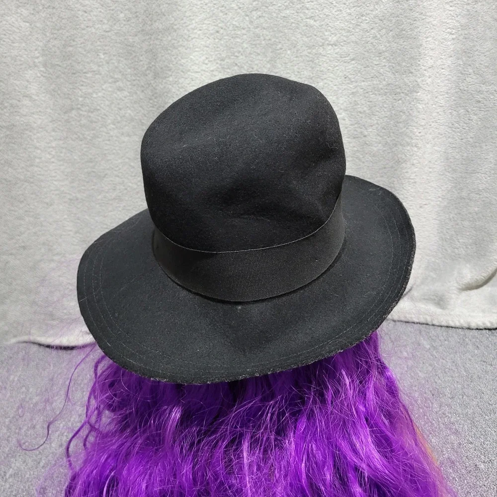 Vintage Y2K Banana Republic 100% wool black hat felted bow‎ detail goth chic